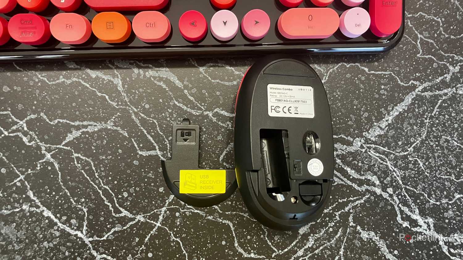 A colorful keyboard and mouse. 