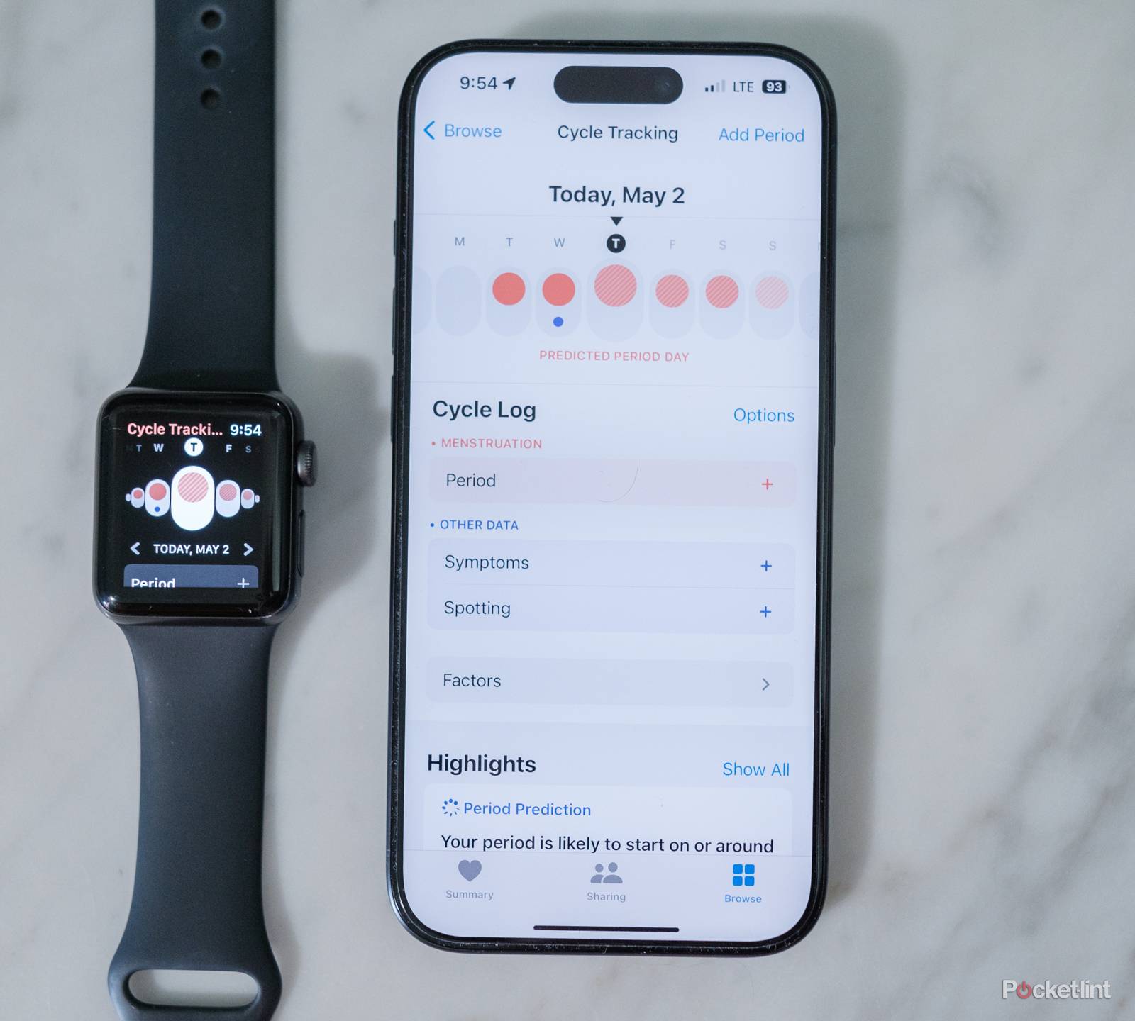 Apple Watch cycle tracking app screenshots