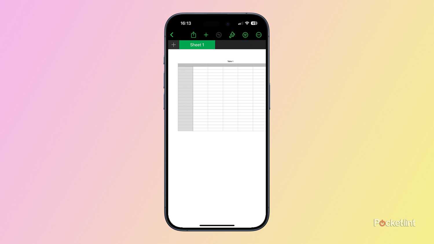 iPhone 15 Pro의 Numbers 앱.