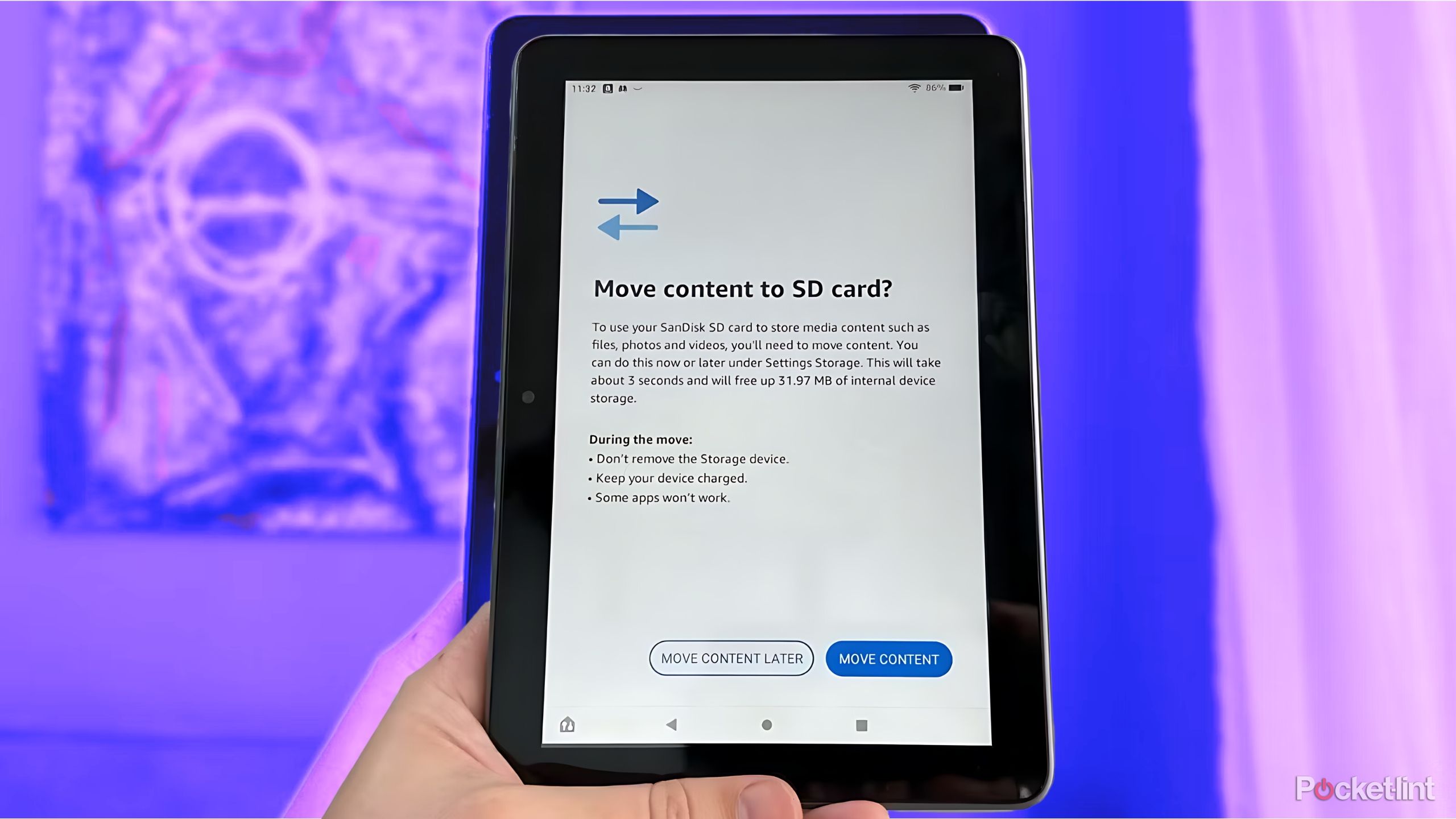 Fire tablet microsd storage screen
