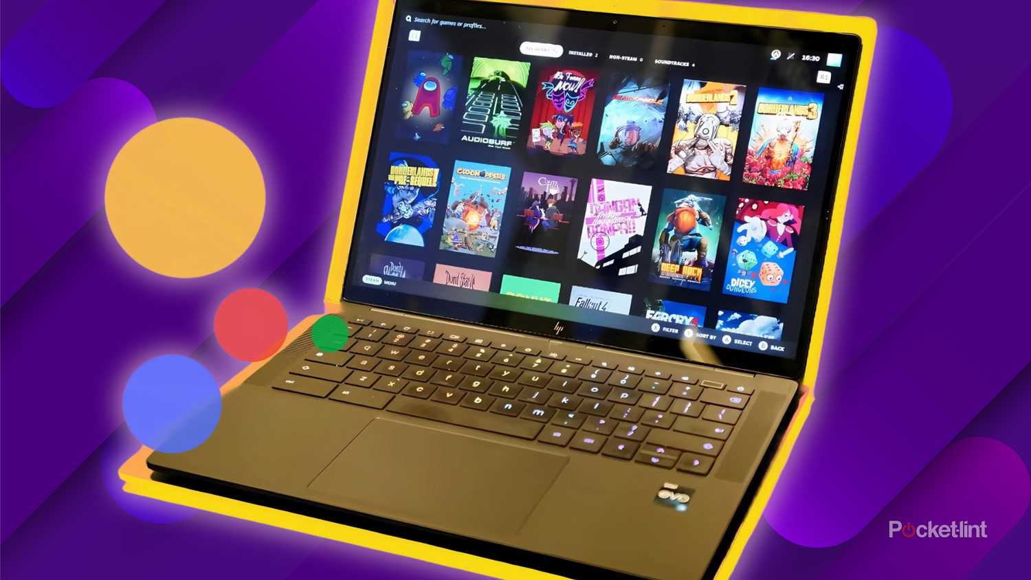 Chromebook purple background yellow highlight