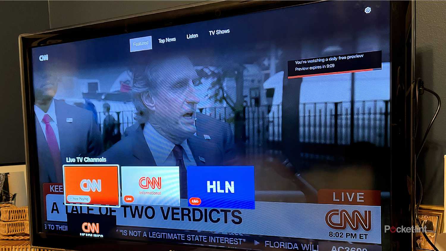 Live CNN on a TV.