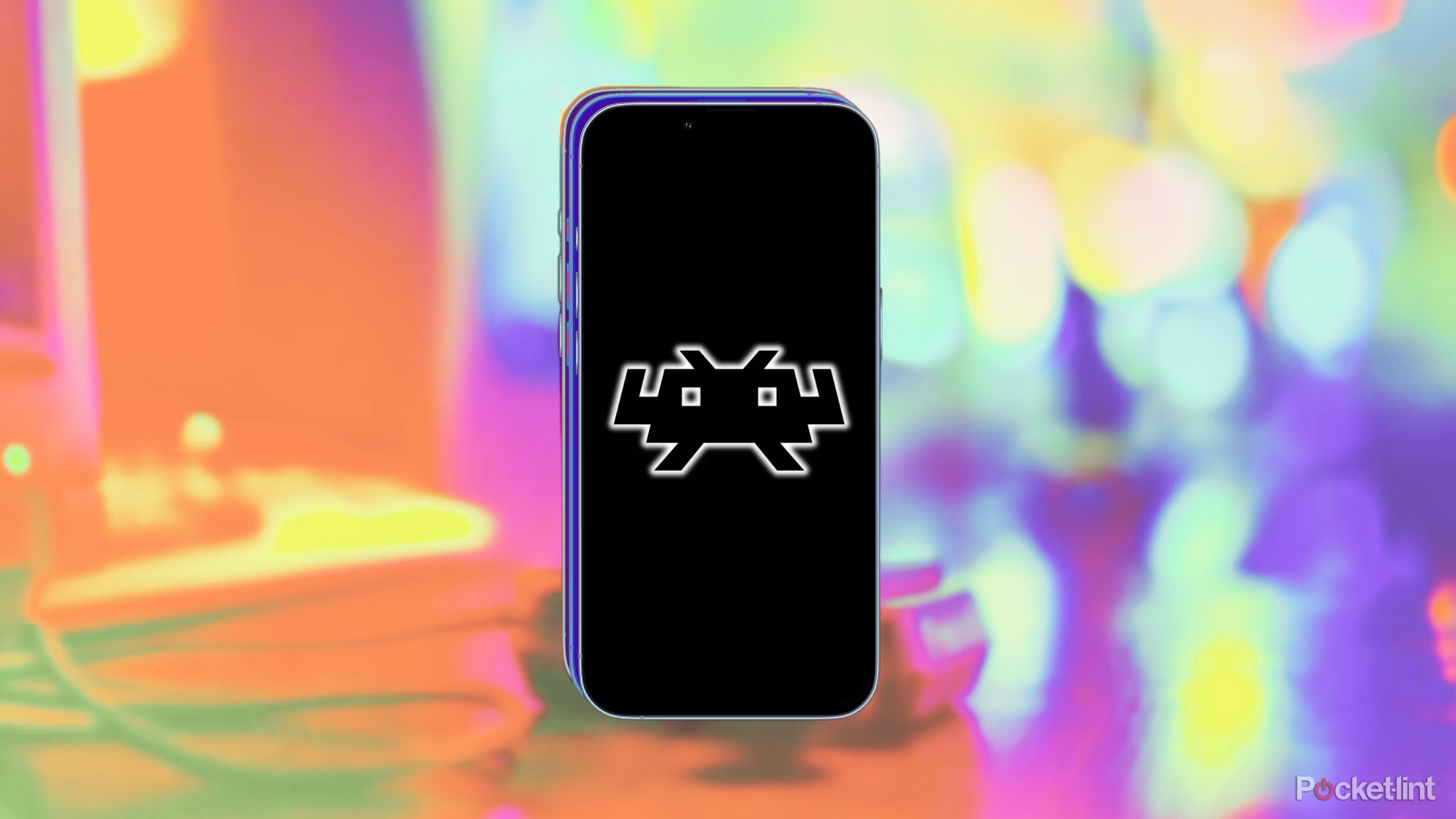 RetroArch app on iPhone with a rainbow background