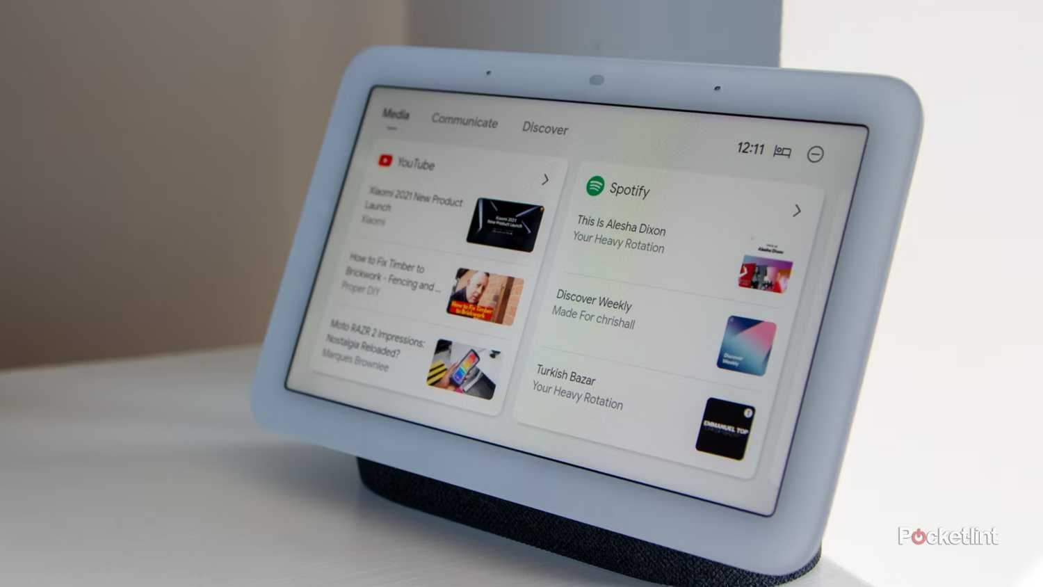 Google Nest Hub (2021) Spotify and YouTube. 