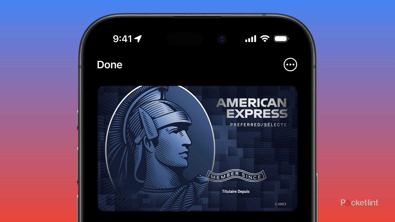 An American Express card on Apple Pay in iOS. 