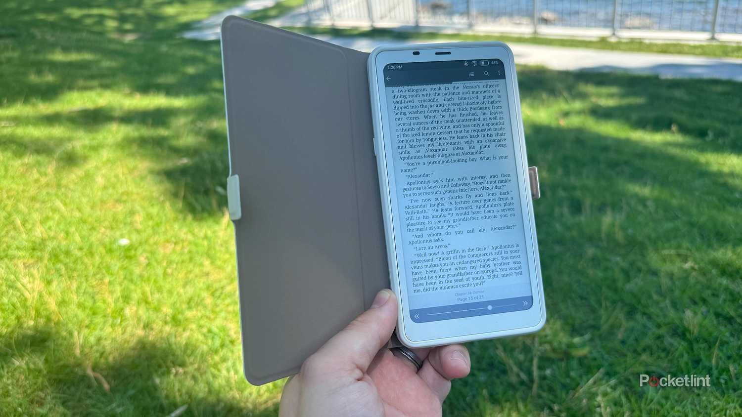 Reading a book on the Palma