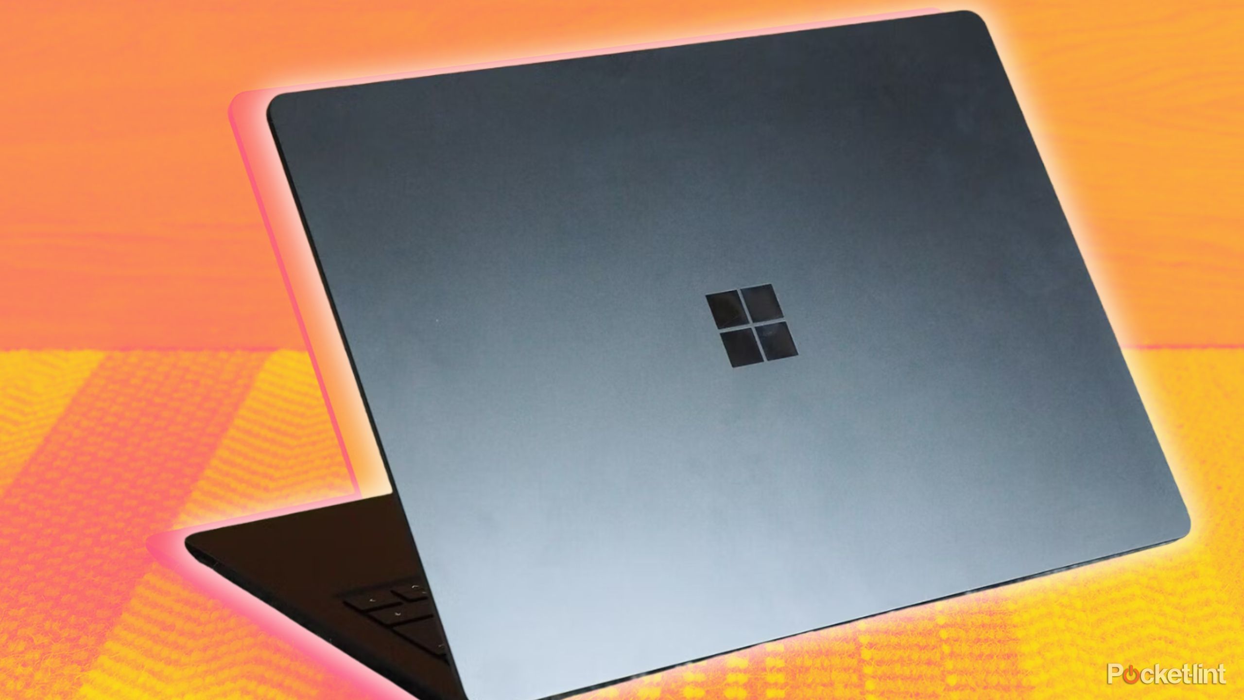 Microsoft PC half opened. 