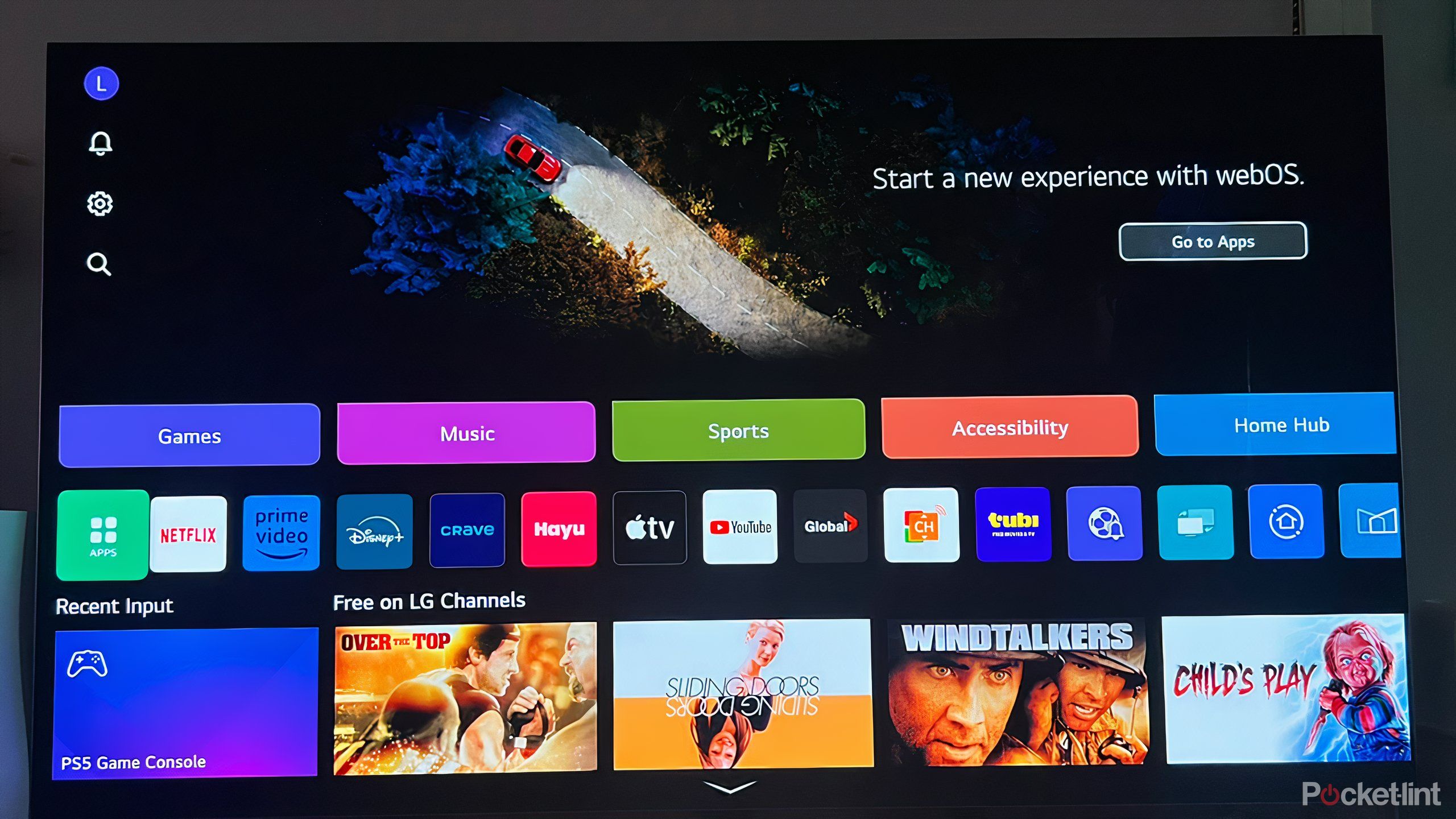 Homescreen of an LG smart TV