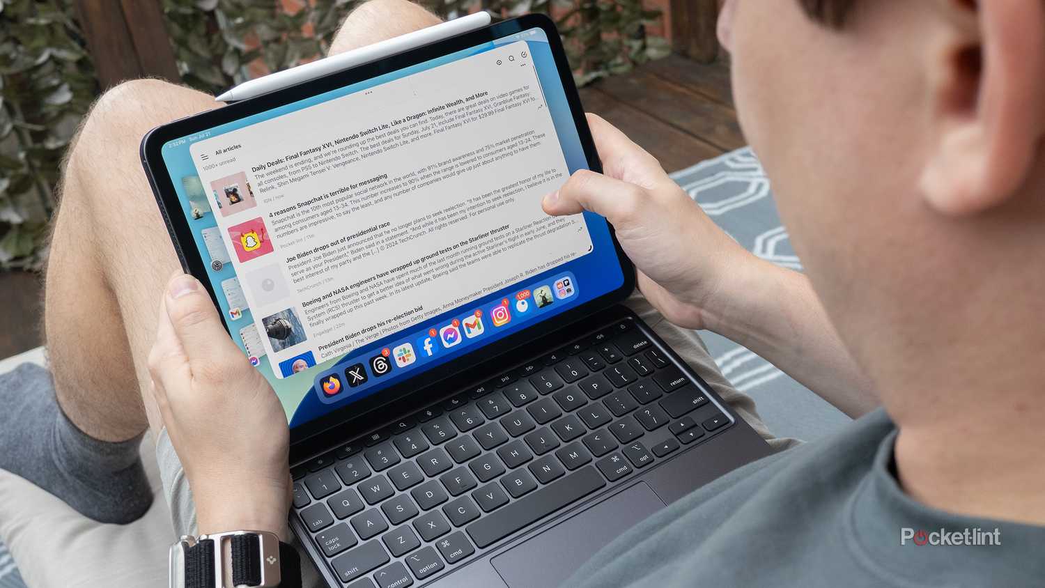 Using the M4 iPad Pro in your lap.
