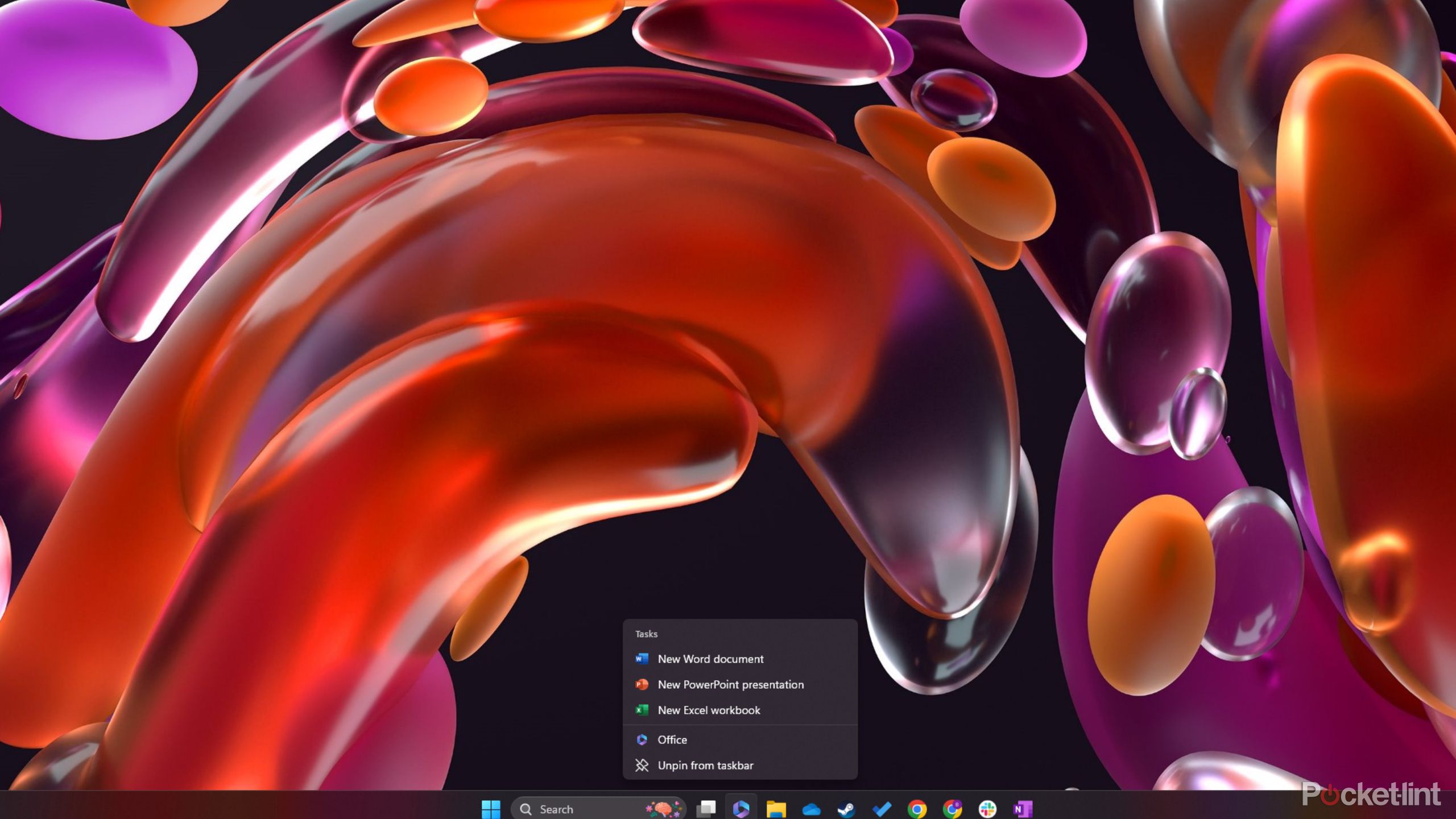 A screenshot showing how to unpin icons from the taskbar in Windows 11.