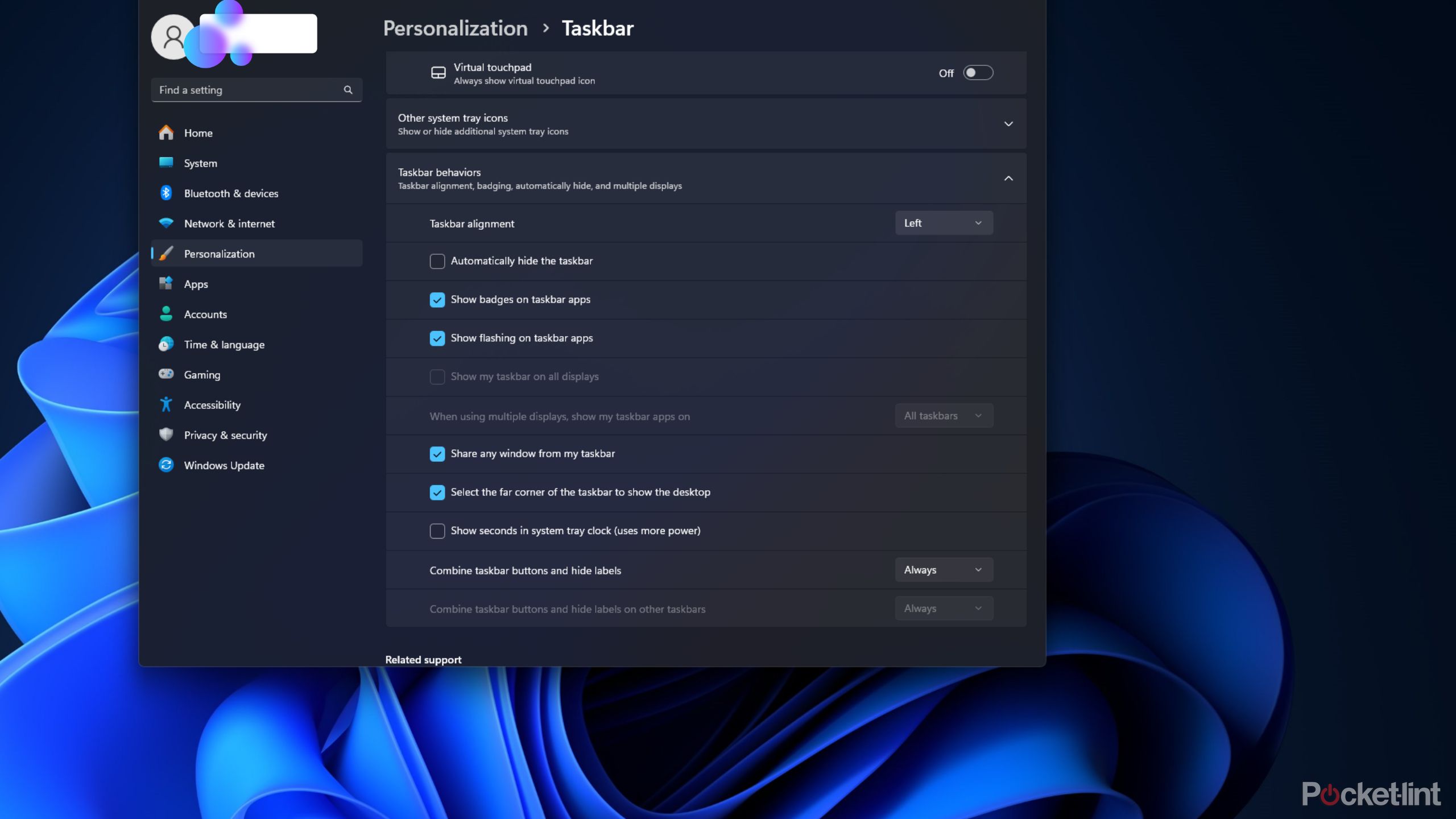 Screenshots showing how to rearrange the Windows 11 taskbar.