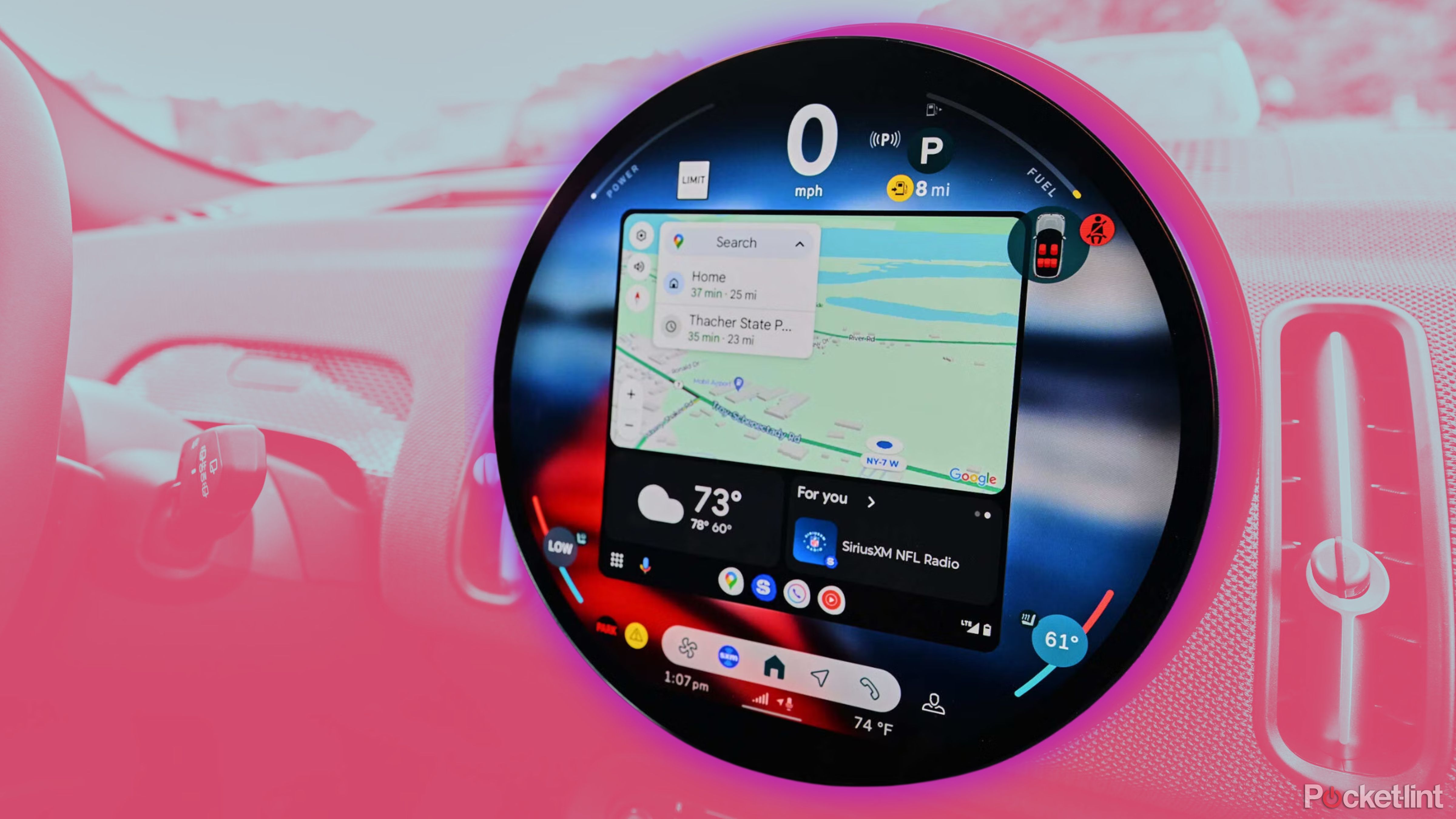 A Mini displays Android Auto on the in-car dash.