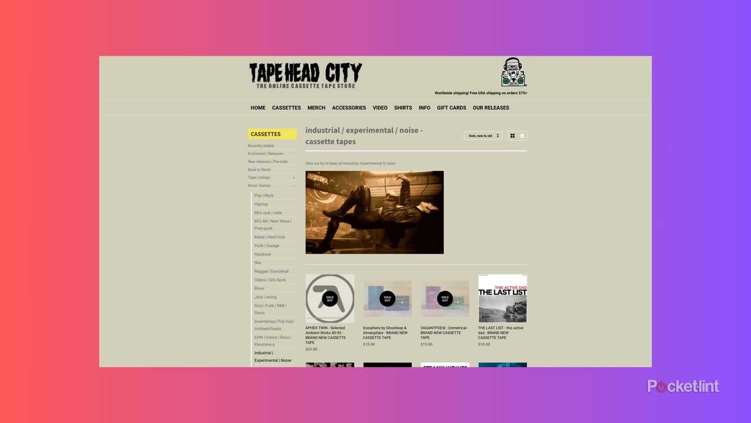 The online cassette store Tapehead City, filtered by industrial/experimental/noise cassettes