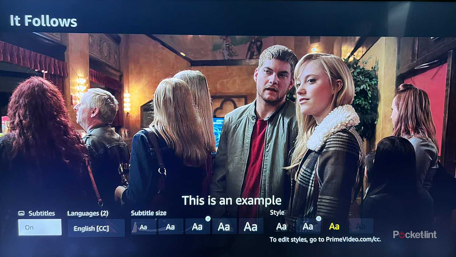 Amazon Prime Video subtitle options on It Follows.