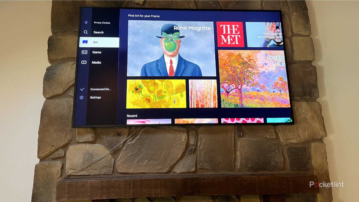 The Art menu on a Samsung The Frame TV.