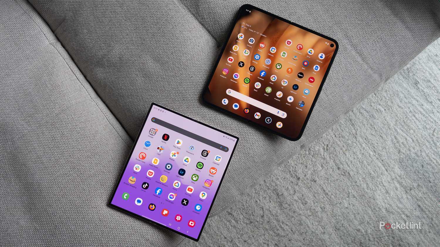 The Pixel 9 Pro Fold and Samsung's Galaxy Fold 6 unfolded