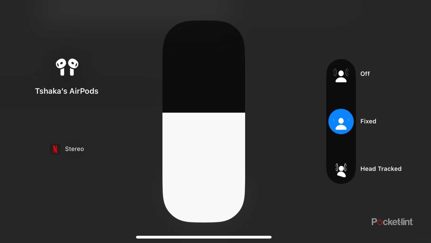 Control center settings for the AirPods 4 with ANC on an iPhone 16 Pro Max.