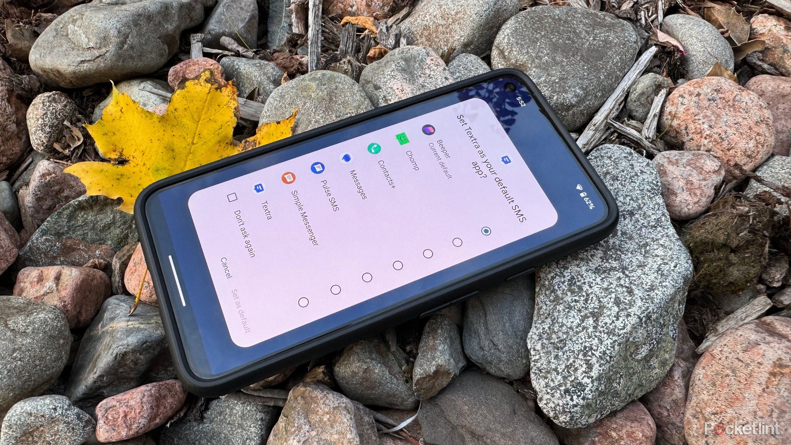 Set default Android texting app prompt