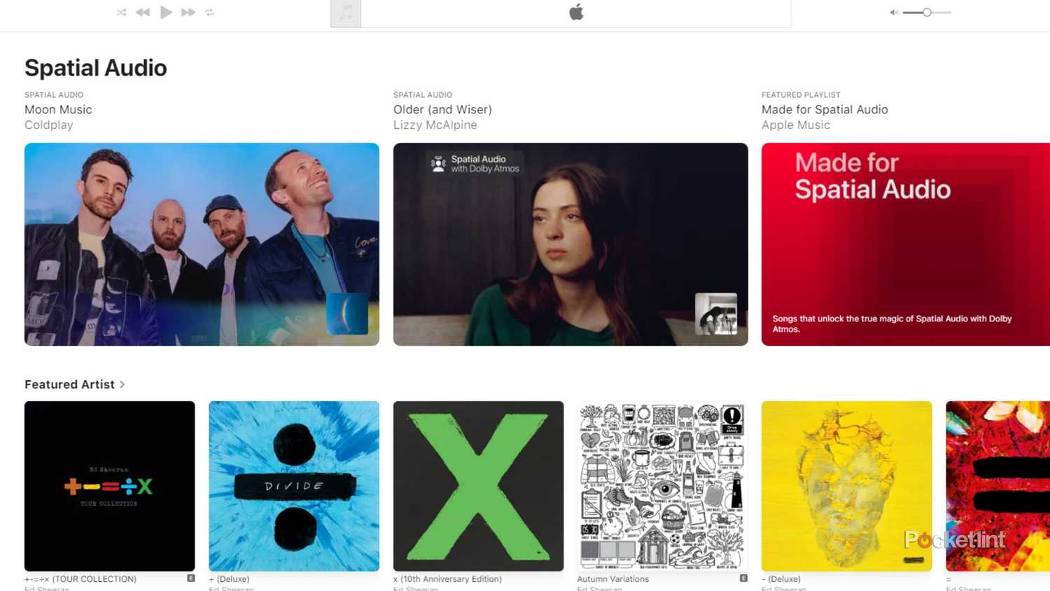 Apple Music spatial audio options.