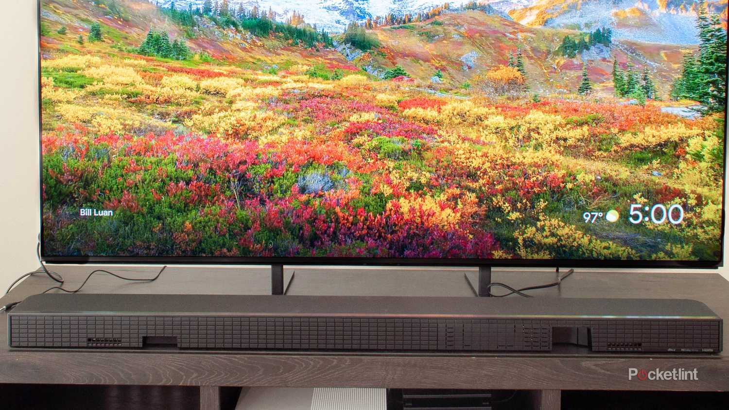 The Sony BRAVIA Theater Bar 9 under a Google-based TV.