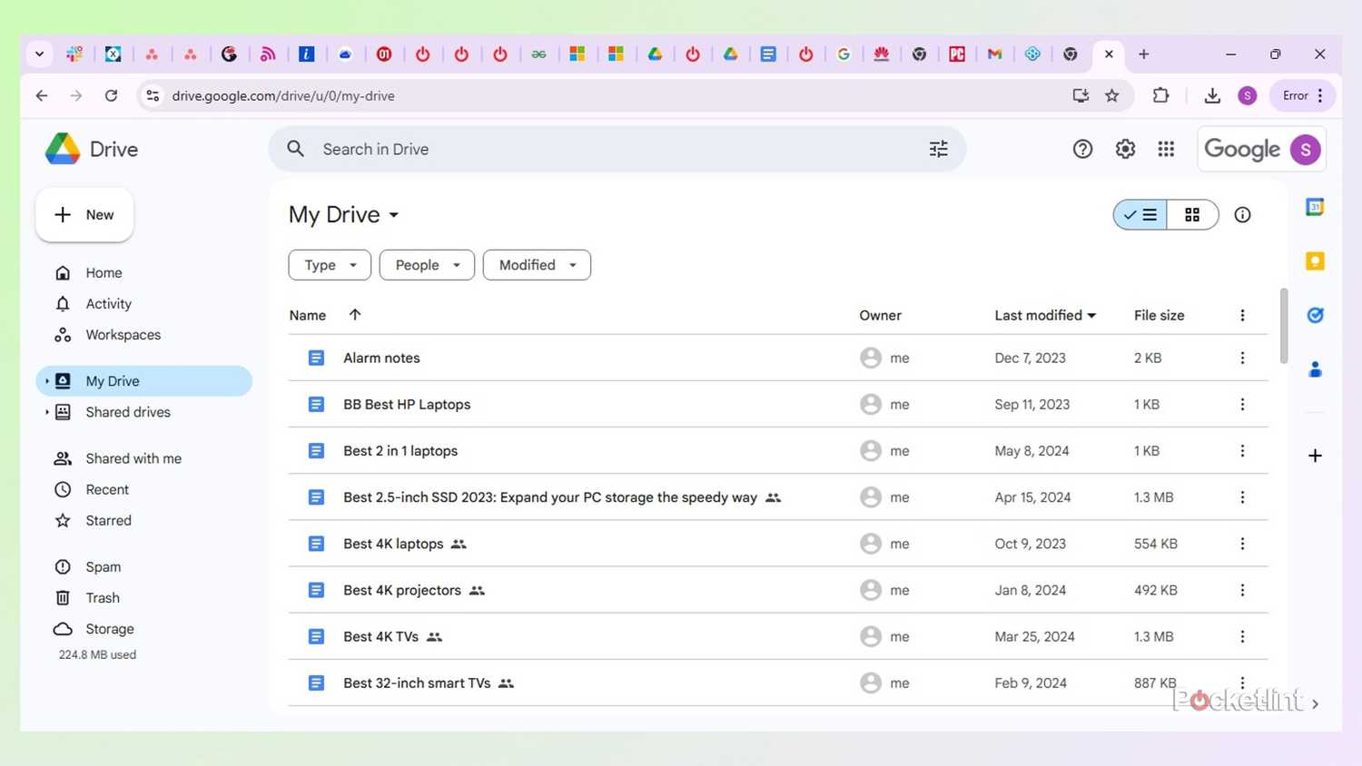 Google Drive Web on a chrome browser. 