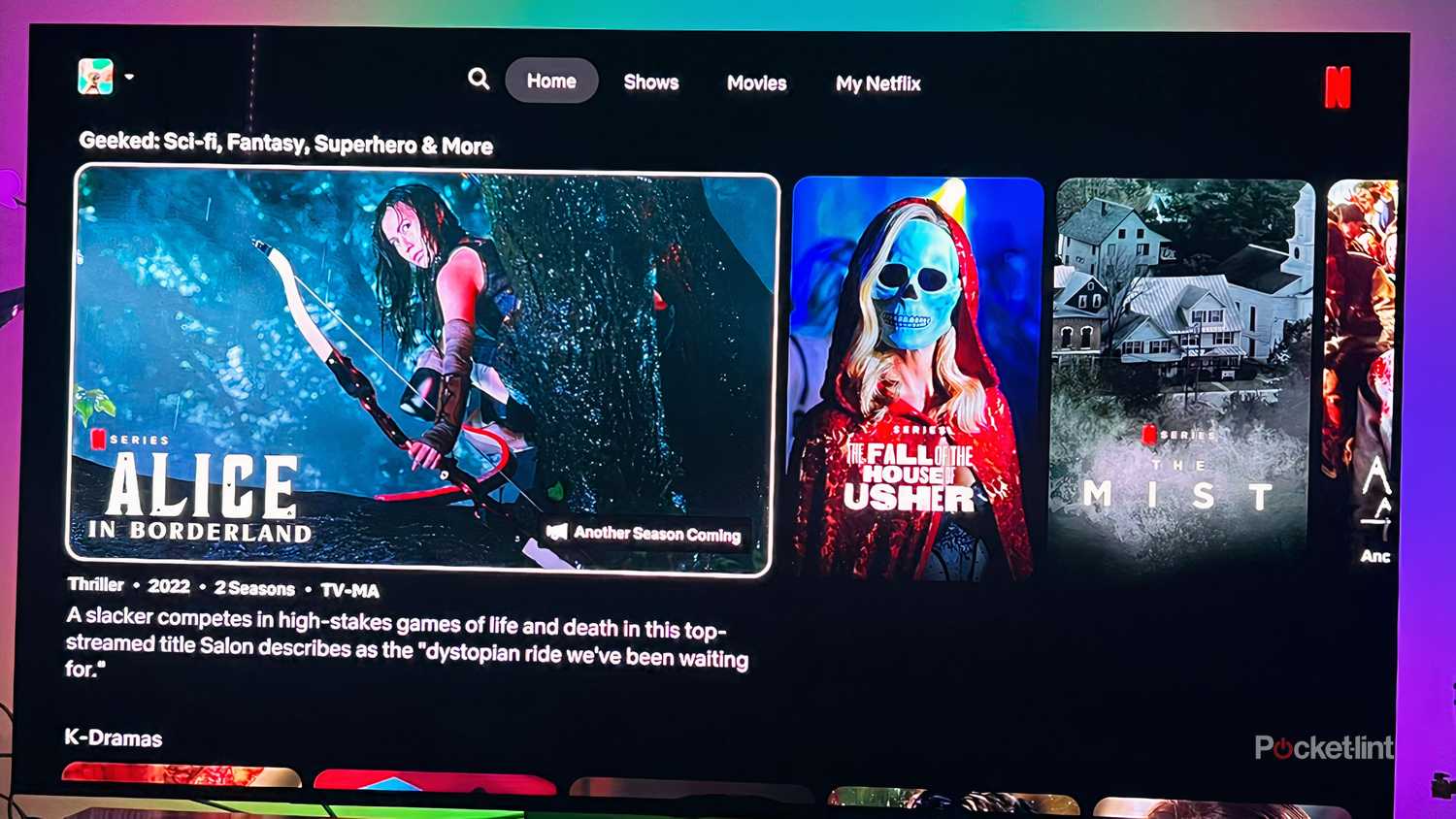 Netflix carousel on Samsung OLED TV