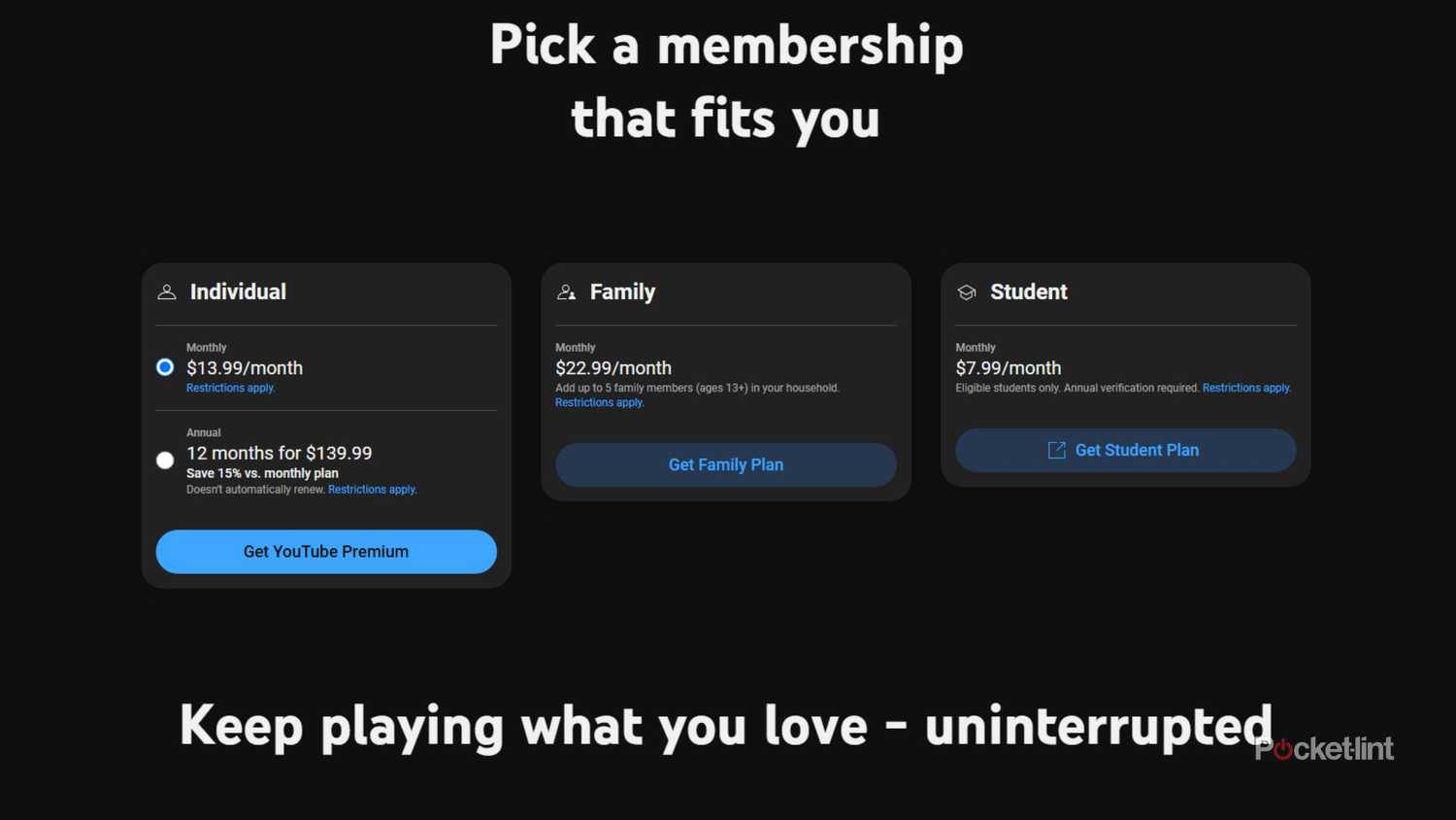 YouTube Premium subscription