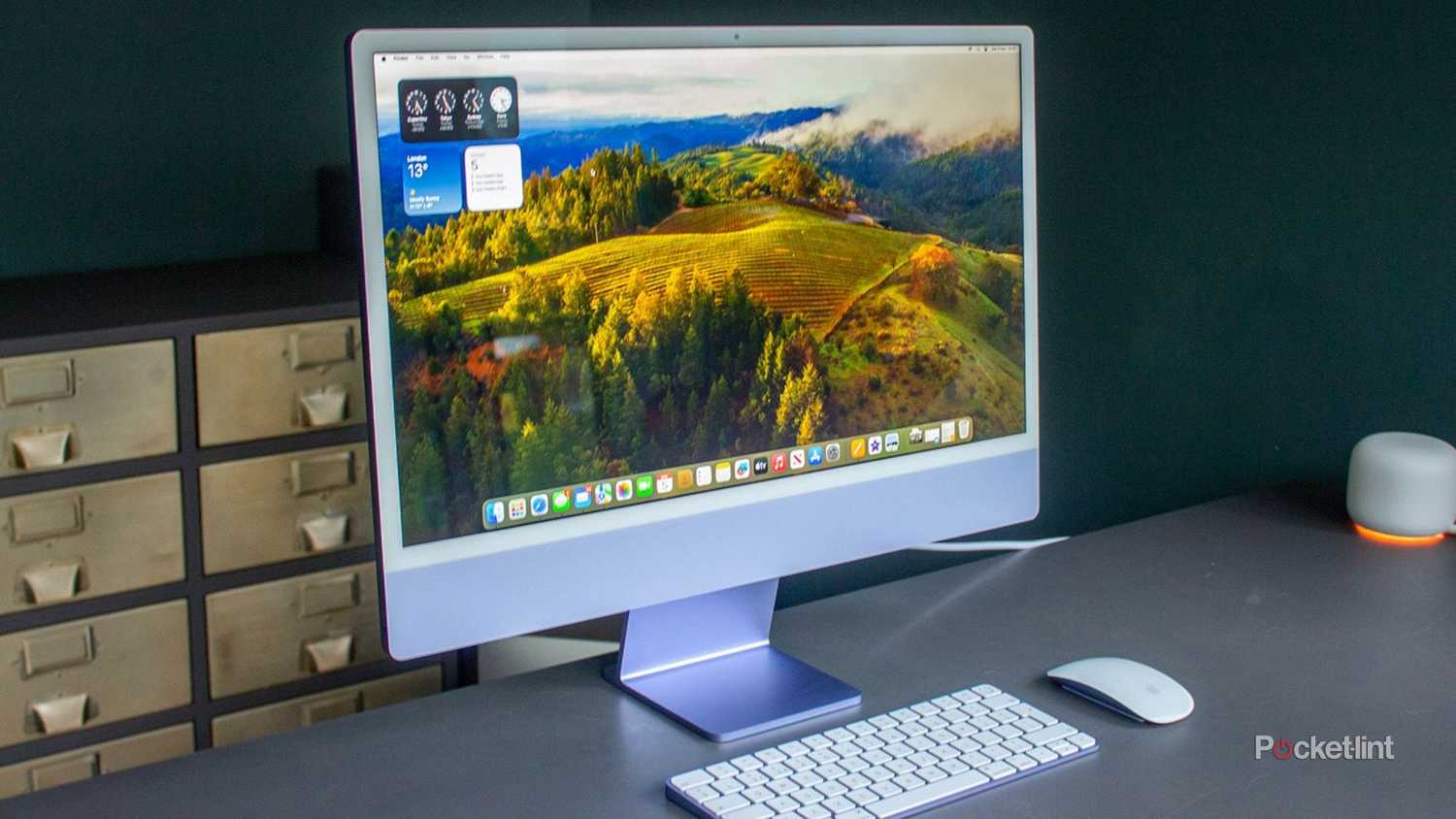 iMac 2023 front view with a keyboard and mouse