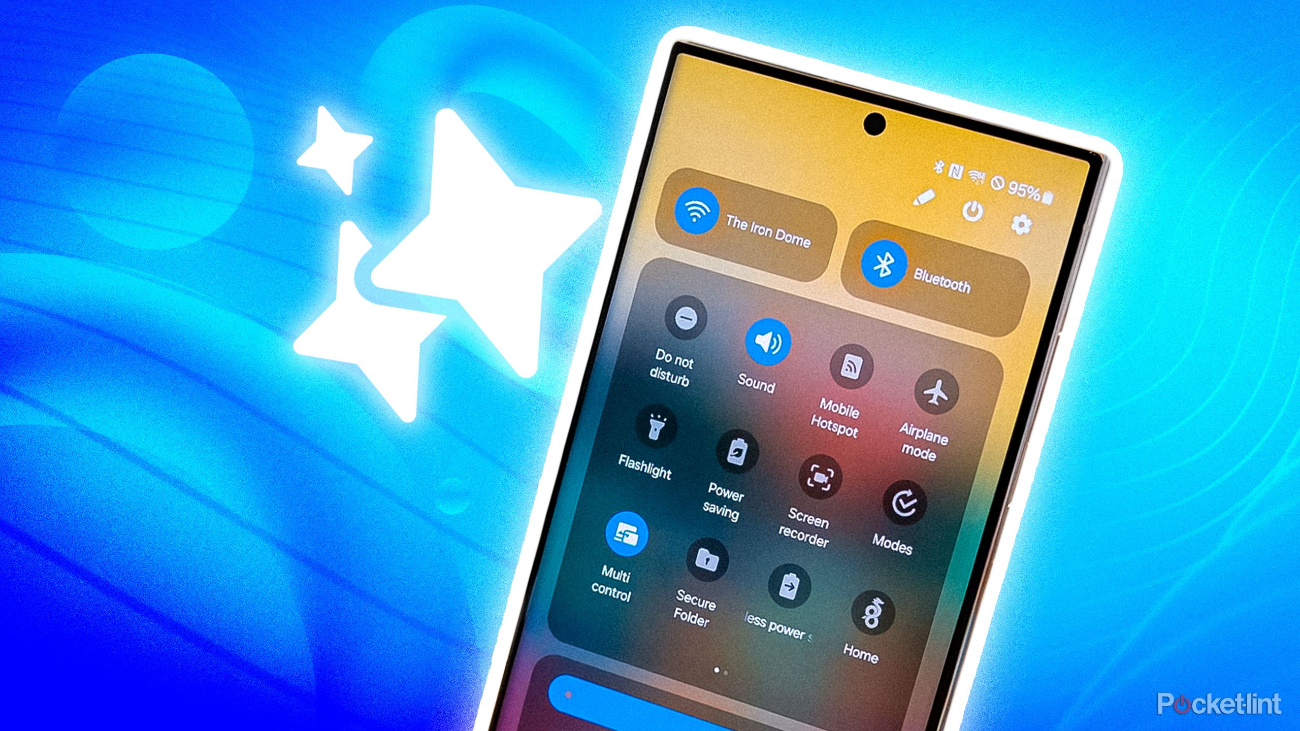A Samsung phone with the control center menu up. 