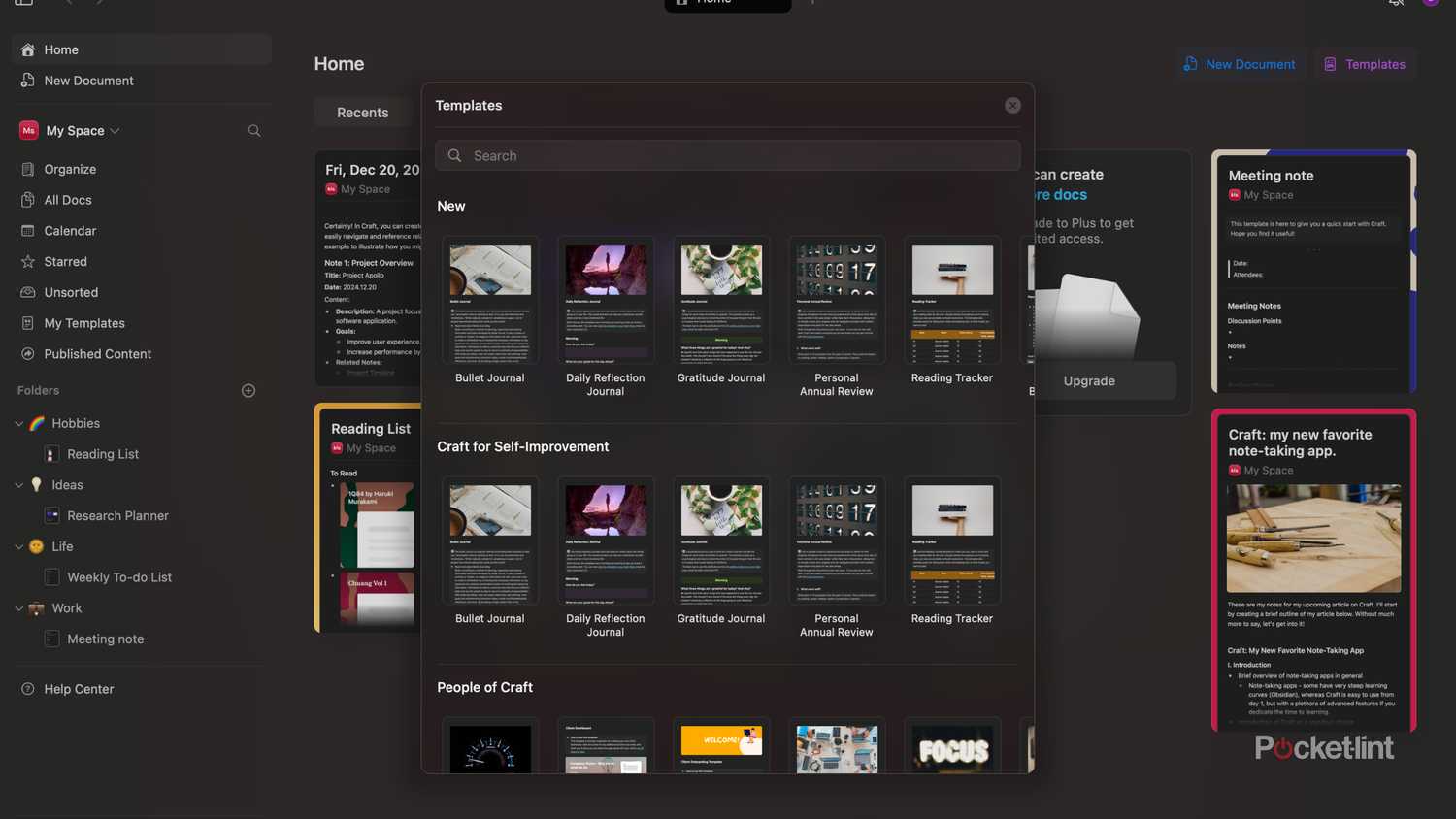 A screenshot of the templates in Craft.