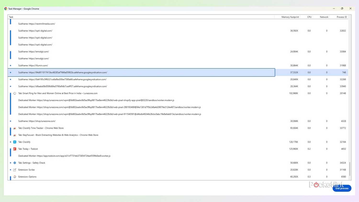 OneTab manager on a PC. 