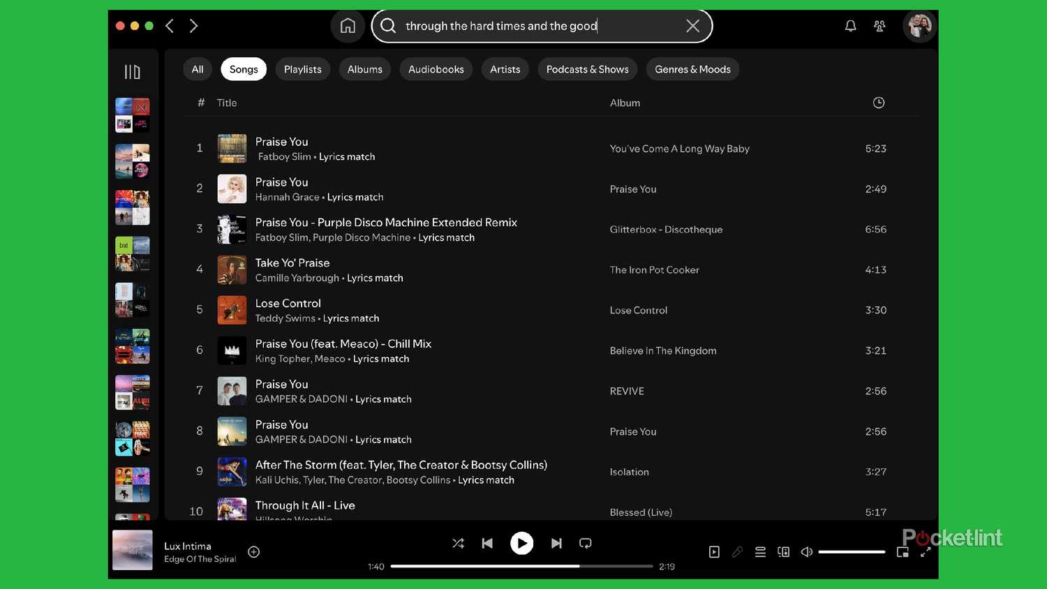 Spotify search lyrics