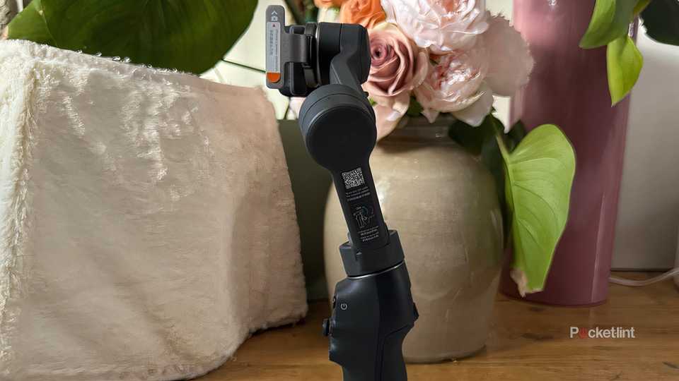 The DJI Osmo 7P gimbal tilted to the side.