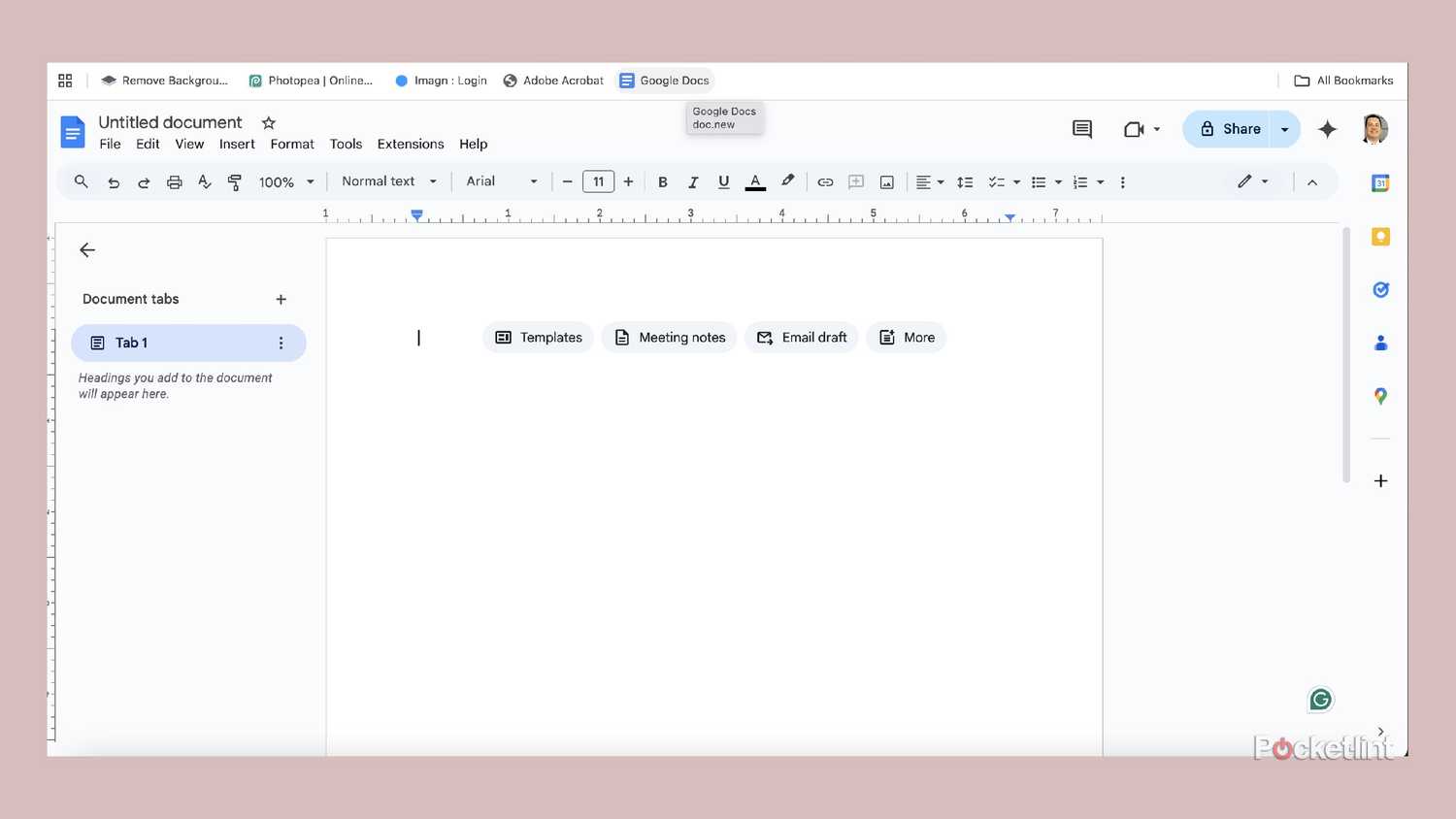 New docs from the bookmark bar. 