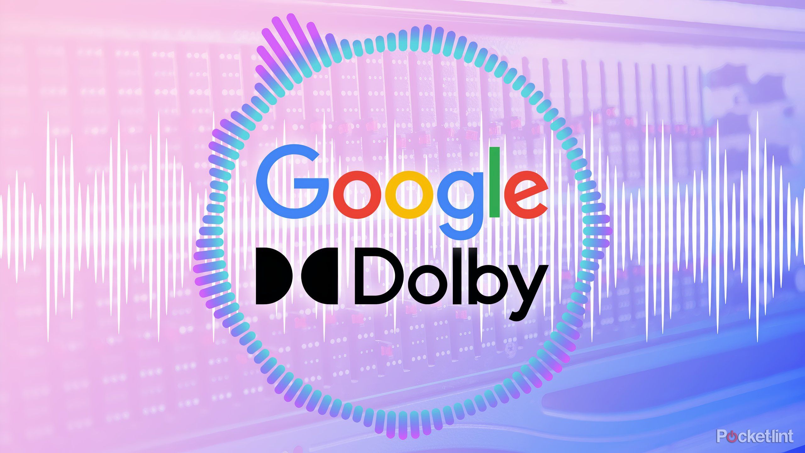 Image design feature the Google logo and Dolby logo