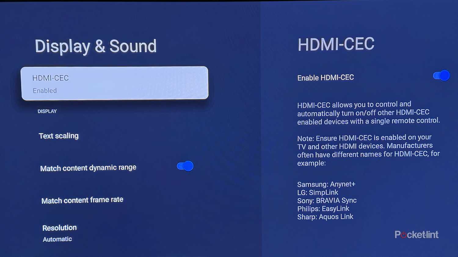 Display and sound settings including HDMI-CEC on Google TV Streamer