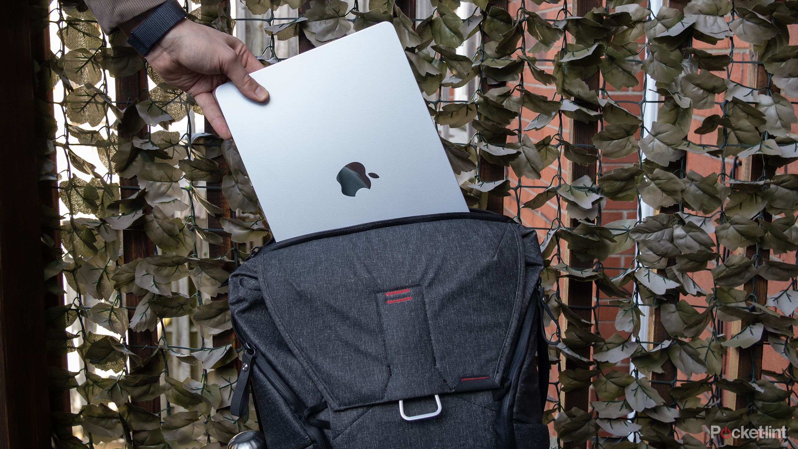 An M4 MacBook Air in a backpack.