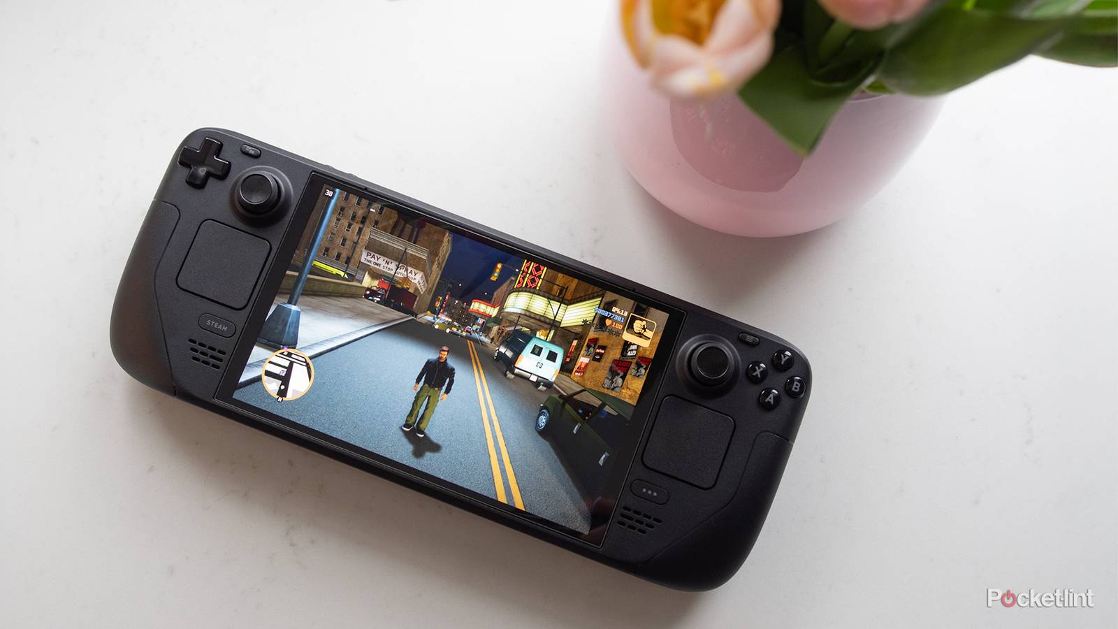 The Steam Deck OLED running Grand Theft Auto III.