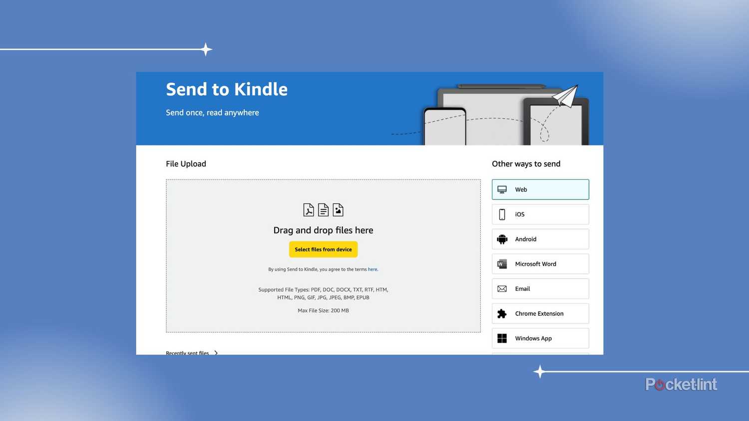 Send to Kindle web tool. 