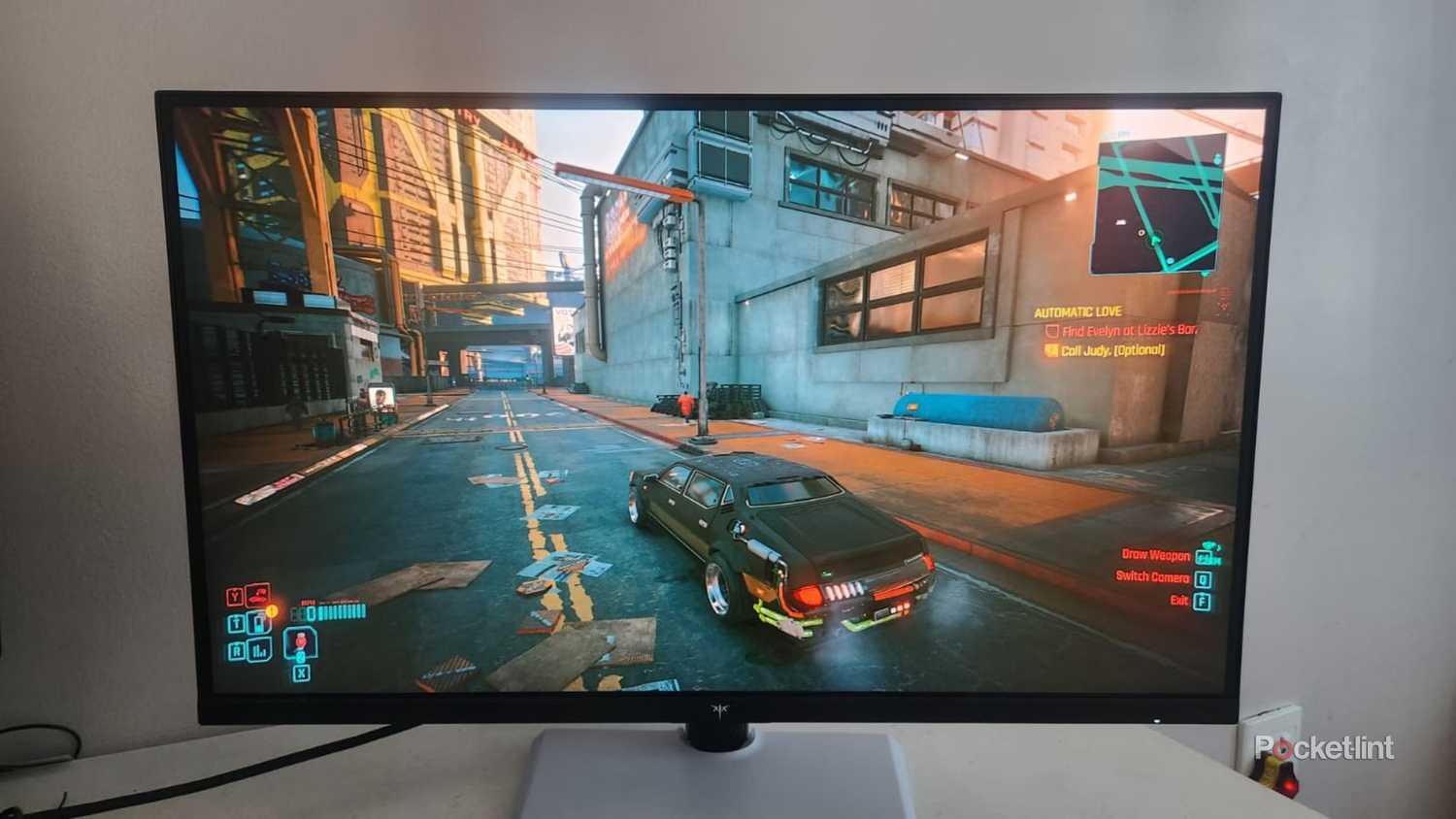Cyperpunk 2077 on an external monitor.