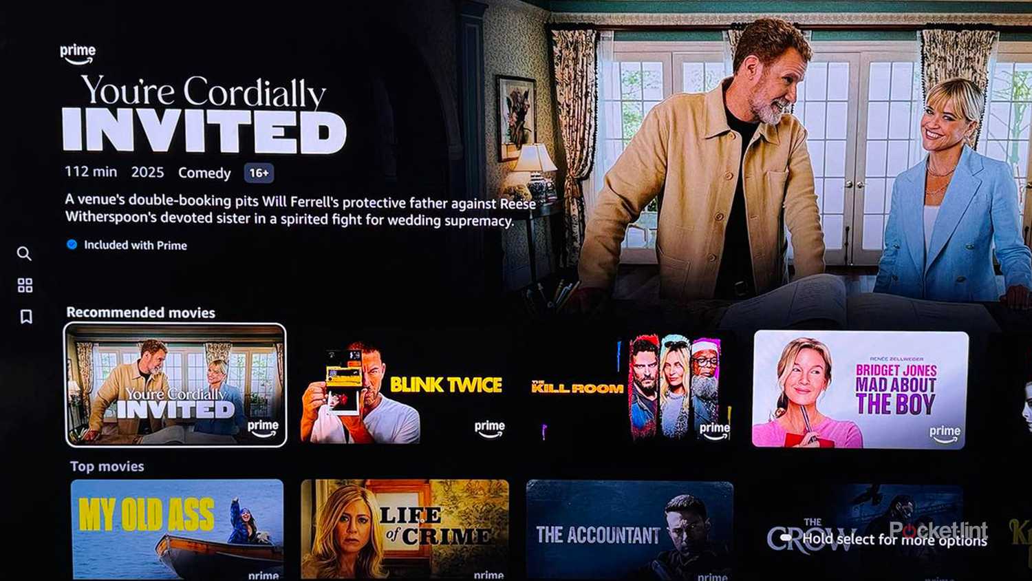 Amazon Prime Video home page with banner title and carousels