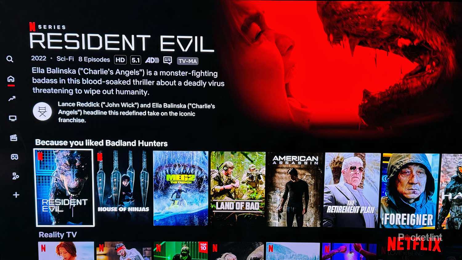Netflix home page featuring a banner and carousels
