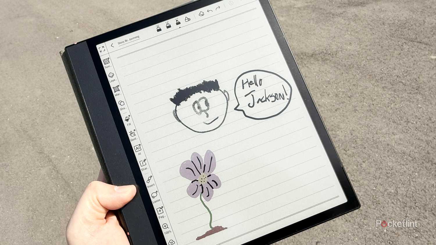 Sketching using the Boox Note Air4 C's built-in notetaking app.