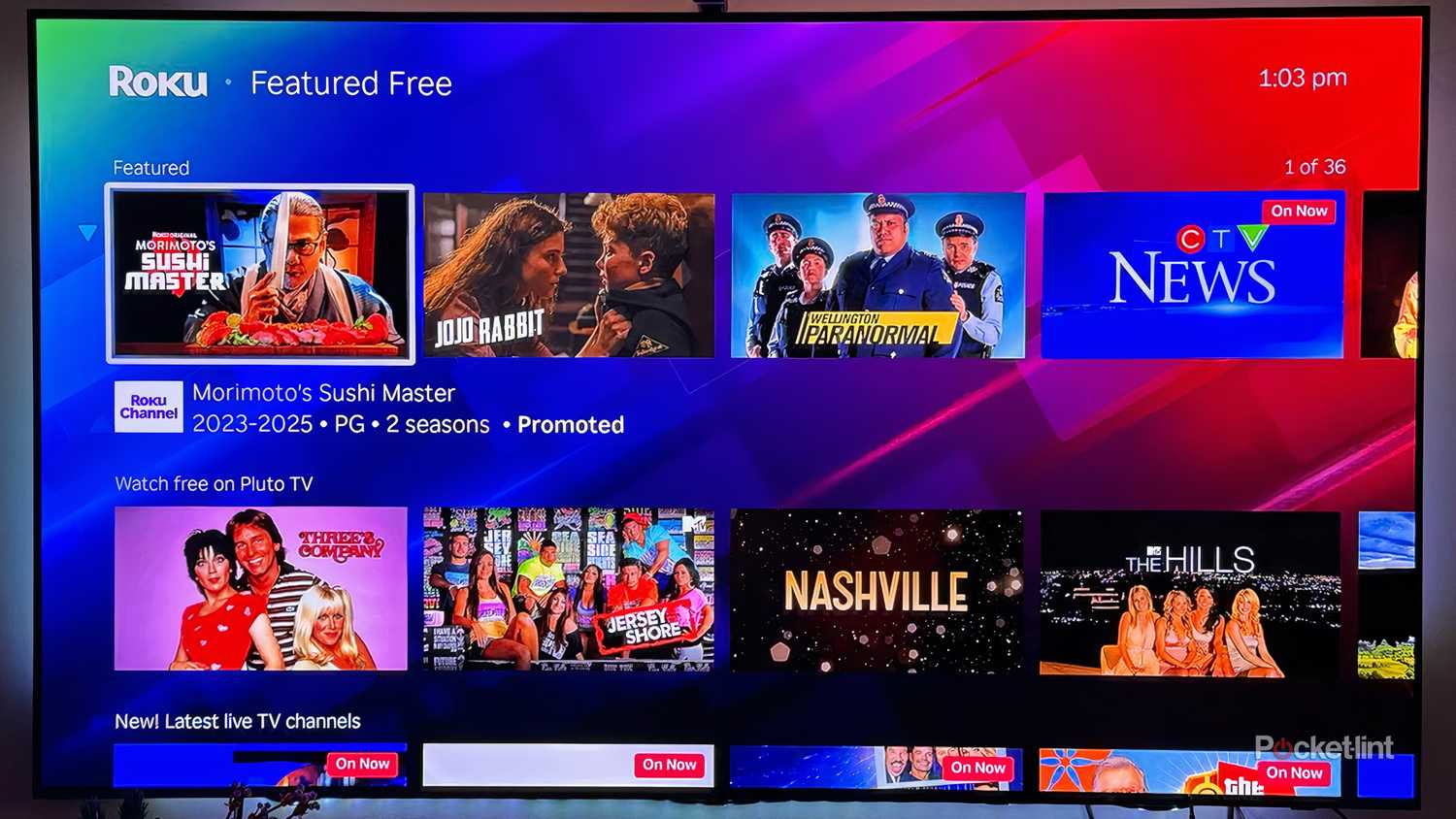 Roku Streaming OS Carousels of free content