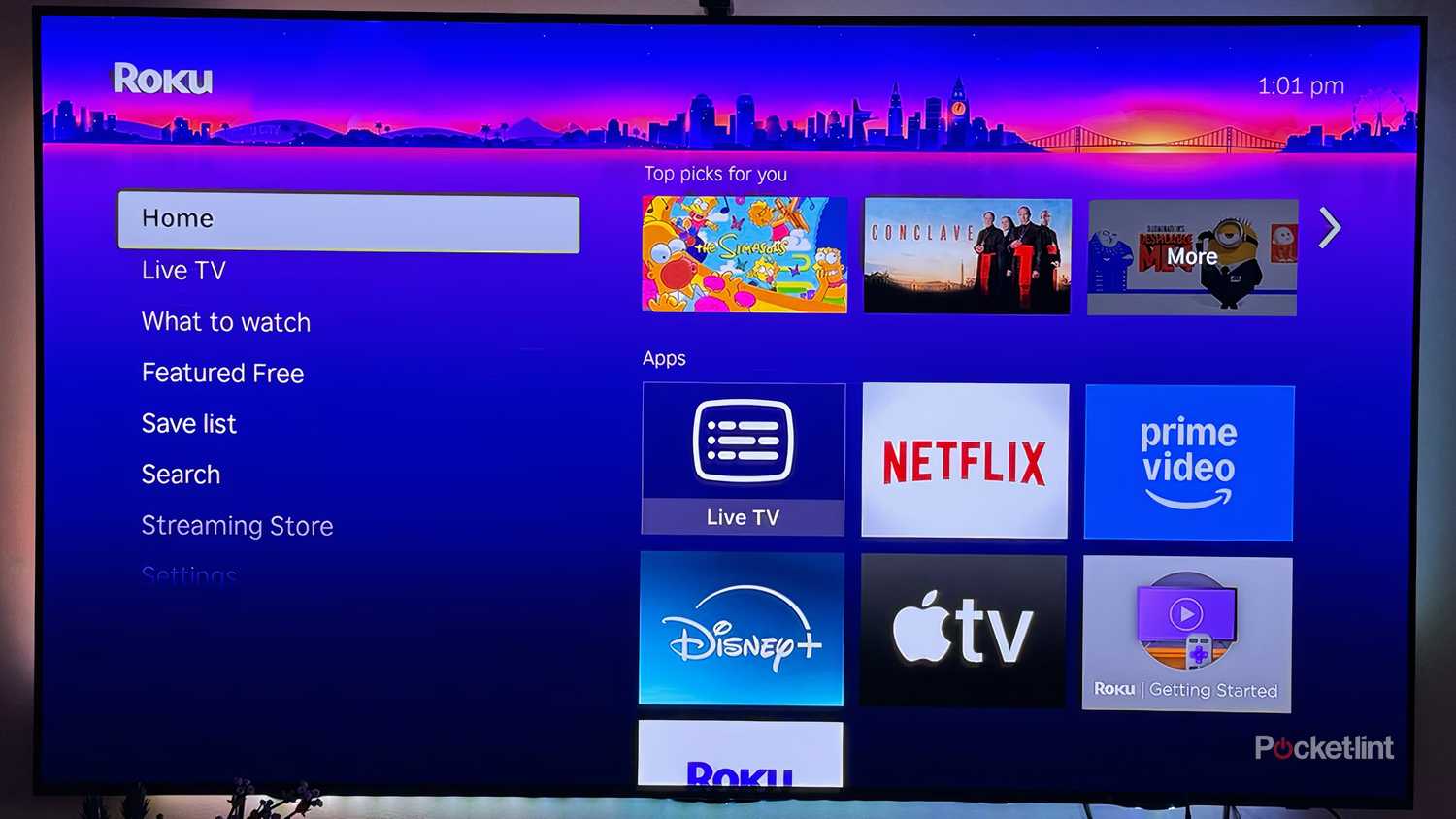 Roku Streaming OS home page