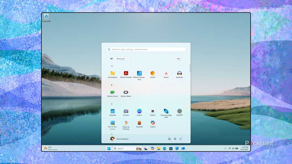 Windows 11 Start Menu Name Grid screenshot