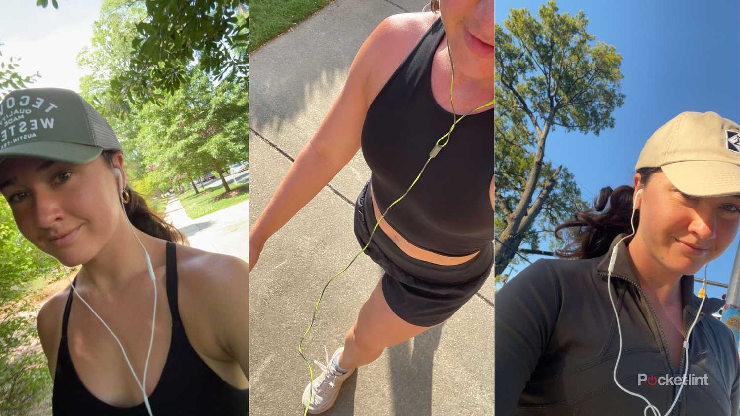 Kelsey walking around with her wired headphones. 