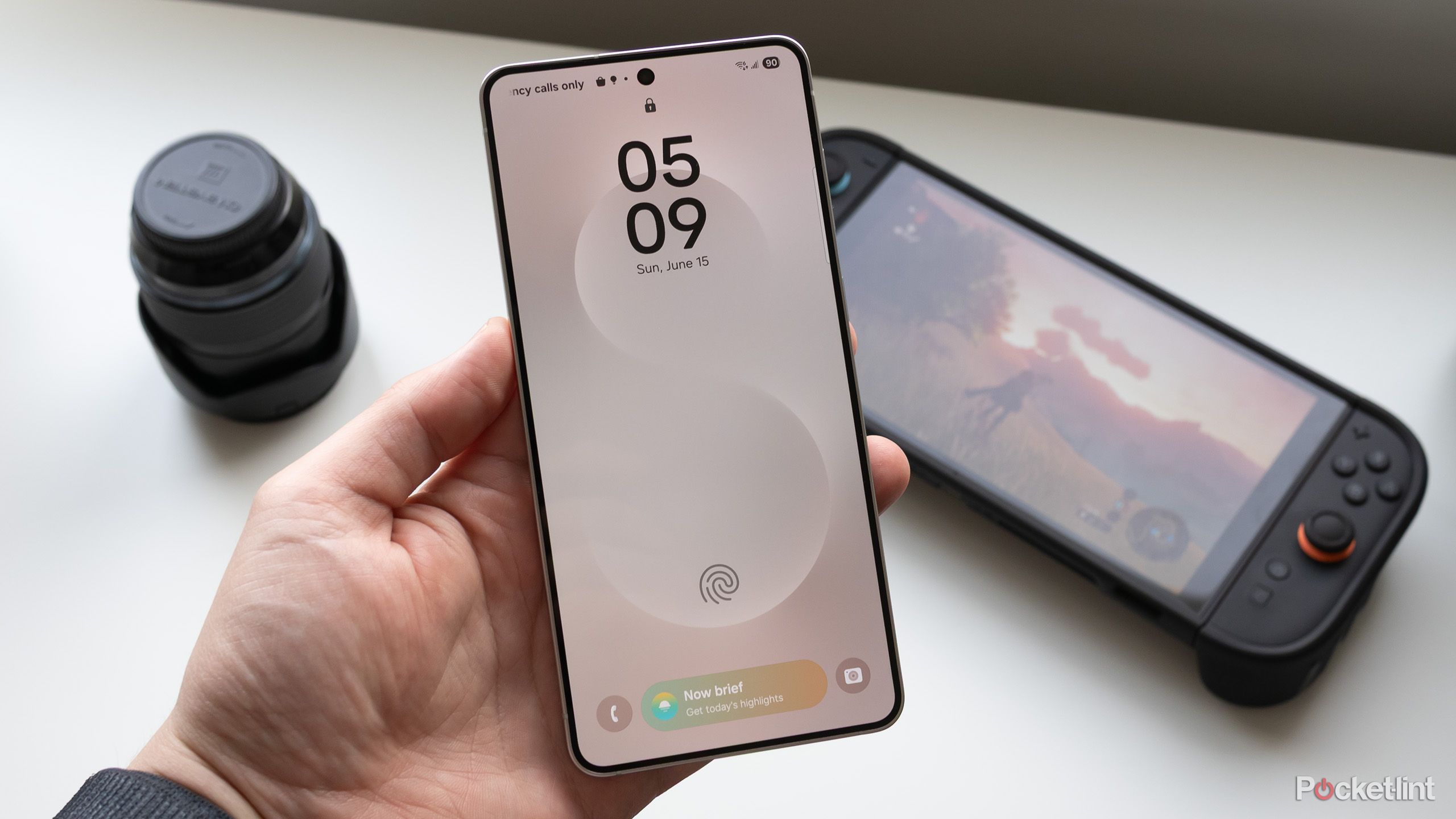 The Galaxy S25 Edge in front of a Switch 2.