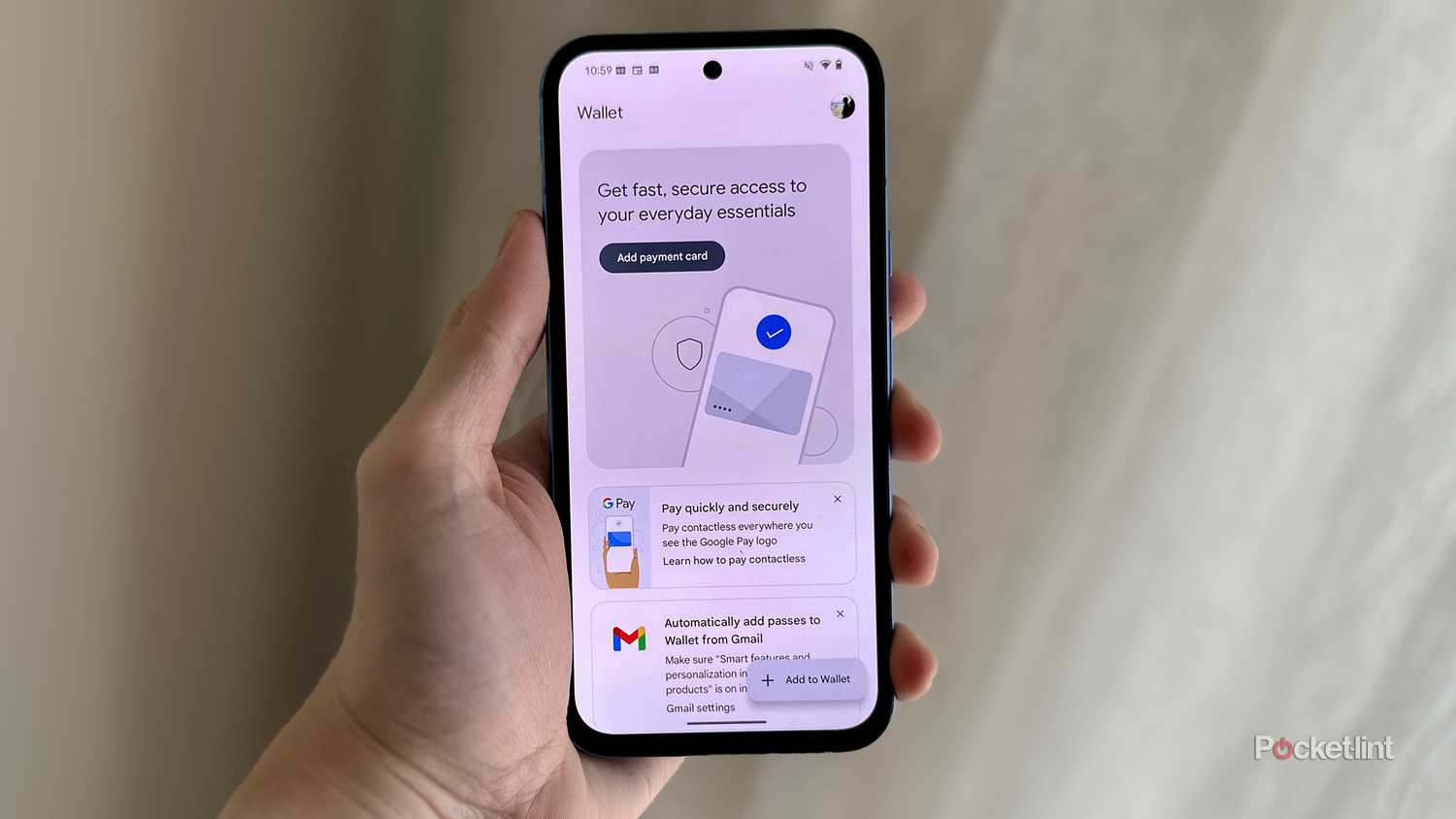 Google Wallet app on Pixel 8a.