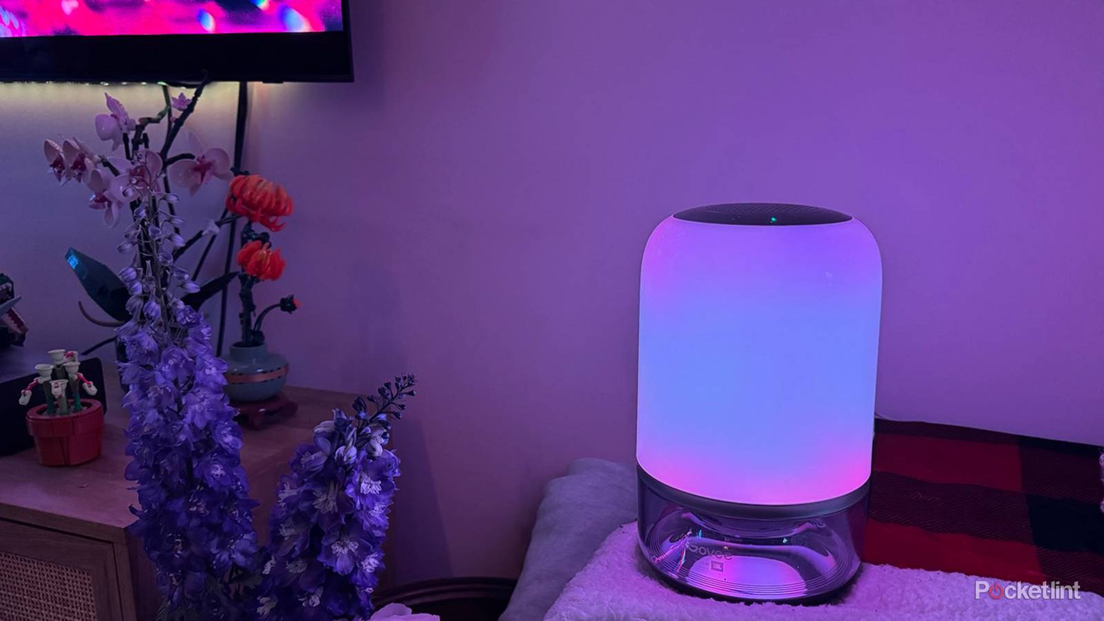 Govee Table Lamp 2 Pro purple shade with TV